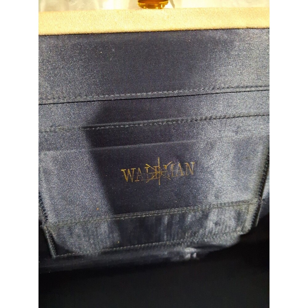 Vintage 1950's Waldman Nude Brown Clutch Purse Gold Jeweled Hardware - Picture 5 of 8